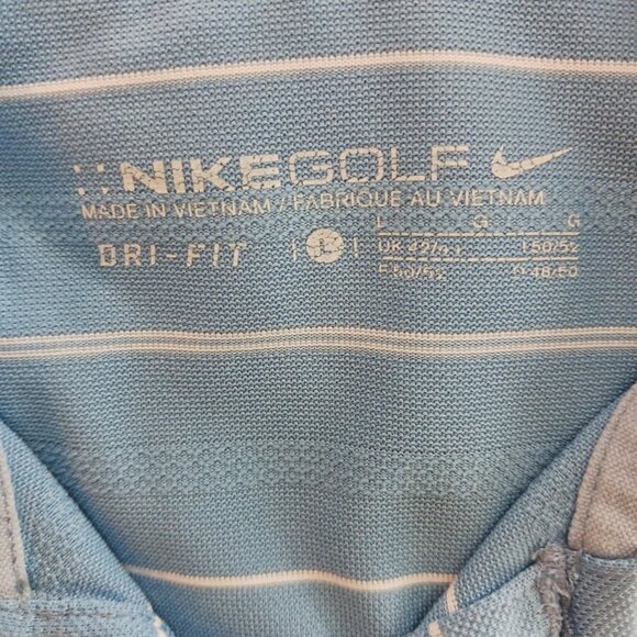 Nike Golf Shirt Men's Blue White Striped Pattern Short Sleeve Dry Fit Size Large - Picture 8 of 9